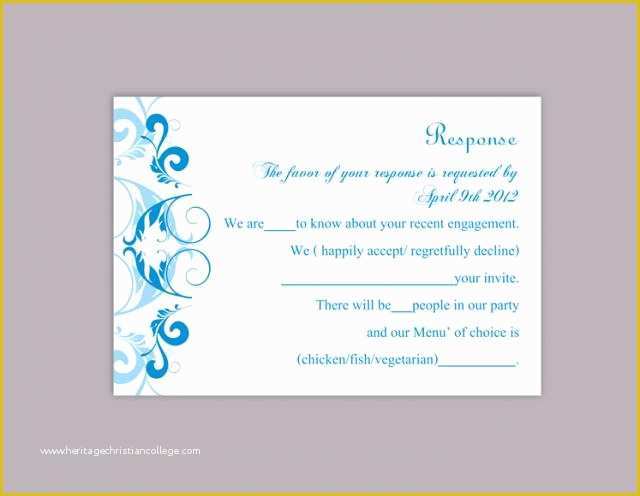 Free Rsvp Postcard Template Of Diy Wedding Rsvp Template Editable Word File Instant