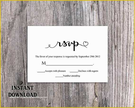 Free Rsvp Postcard Template Of Diy Wedding Rsvp Template Editable Word File Instant