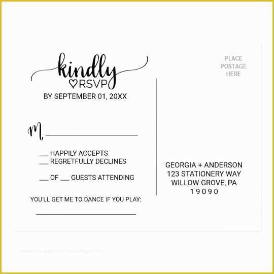 Free Rsvp Postcard Template Of Simple Black &amp; White Calligraphy song Request Rsvp