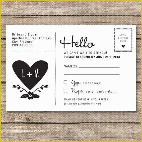 Free Rsvp Postcard Template Of Wedding Rsvp Postcard Printable Pdf Garden Whimsy