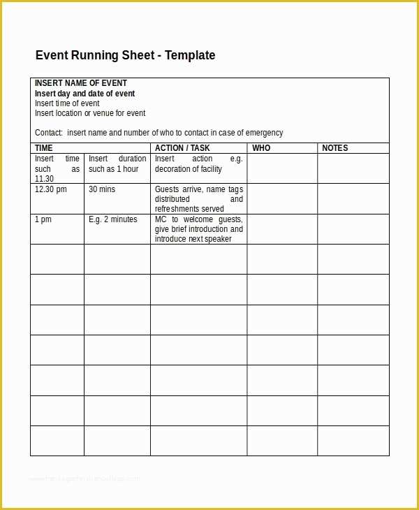 Free Run Chart Template Of 10 Run Sheet Templates Pdf Doc