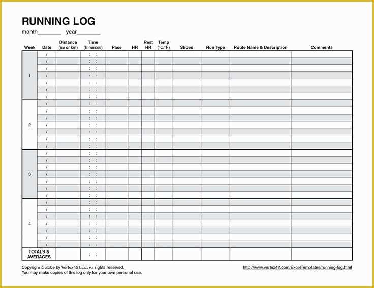 Free Run Chart Template Of Running Logs and Free Printable On Pinterest