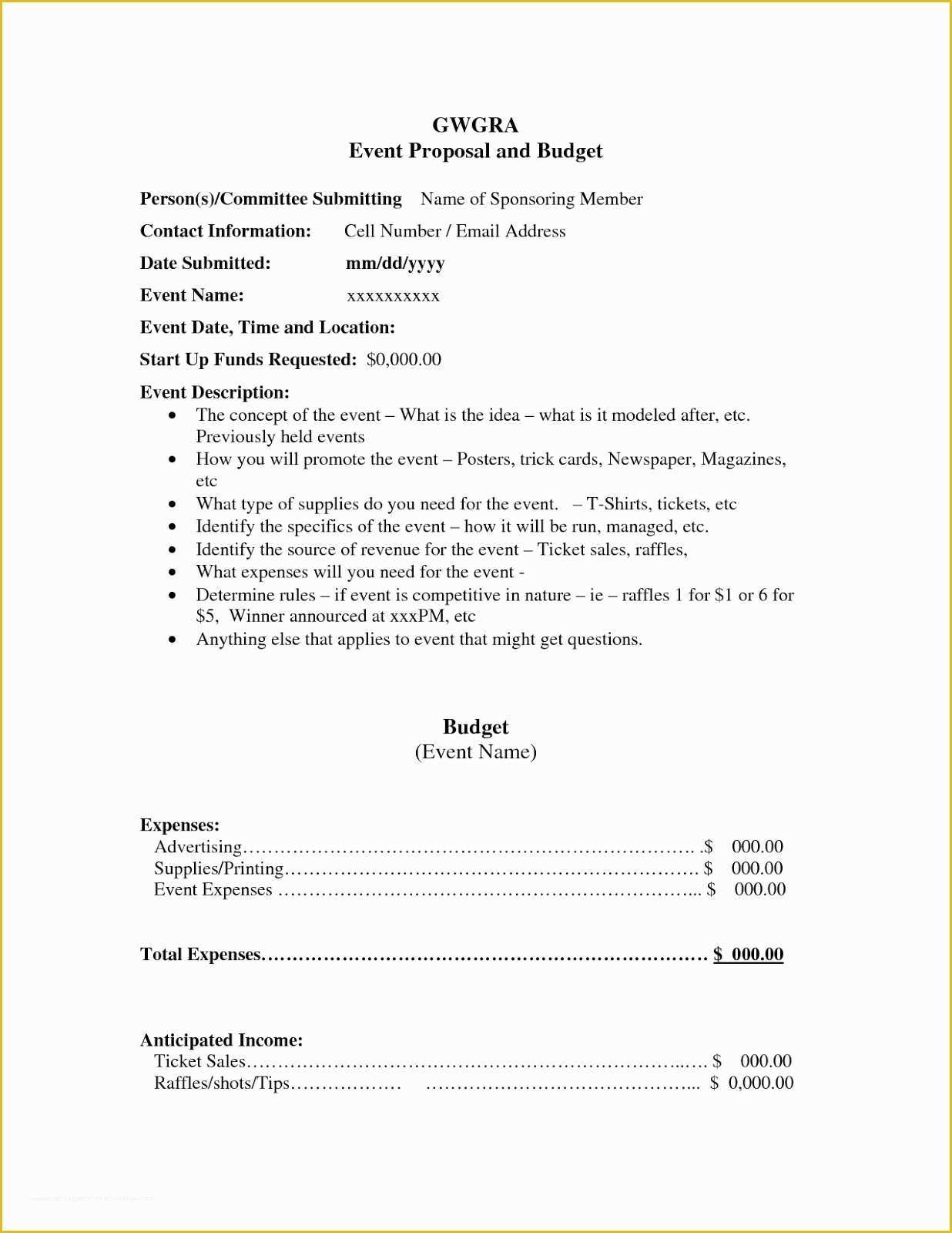 Free Sample Bid Proposal Template Of event Proposal Template Free Download Excel Template