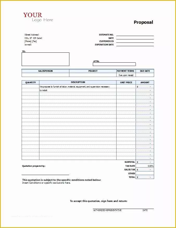 Free Sample Bid Proposal Template Of Printable Sample Construction Proposal Template form