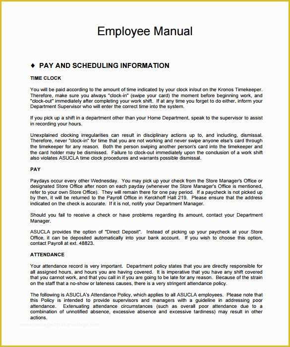 Free Sample Employee Handbook Template Of 9 Sample Employee Manual Templates
