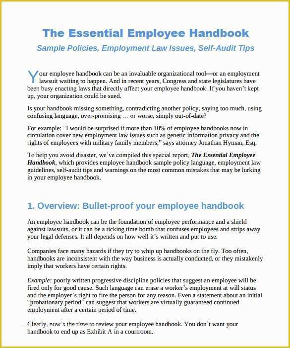 Free Sample Employee Handbook Template Of Employee Handbook Sample 7 Download Documents In Pdf Word