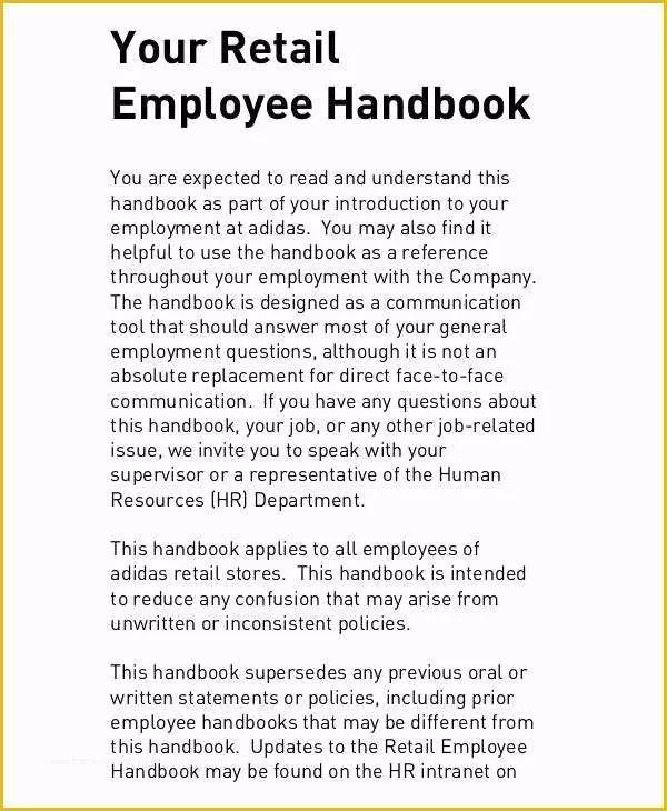 Free Sample Employee Handbook Template Of Employee Handbook Sample 9 Free Pdf Documents Download