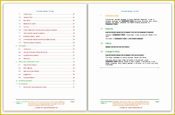 Free Sample Employee Handbook Template Of Employee Handbook Template