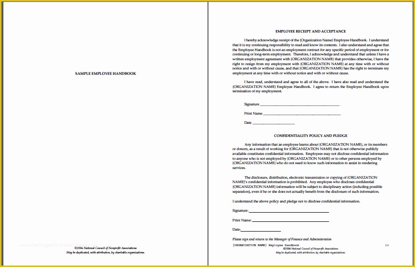 Free Sample Employee Handbook Template Of Employee Handbook Template