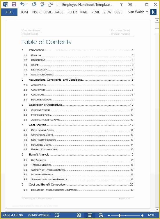 Free Sample Employee Handbook Template Of Employee Handbook Templates Ms Word Free Policy Manual