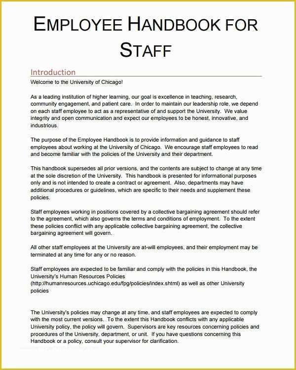 Free Sample Employee Handbook Template Of Employee Training Manual Template Word Templates