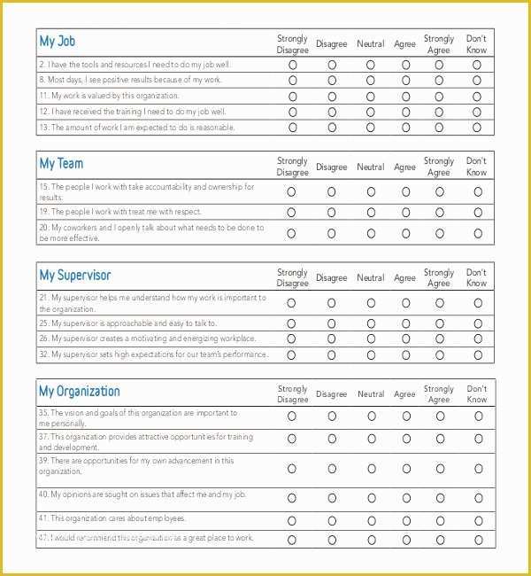 Free Sample Employee Satisfaction Survey Templates Of 25 Employee Surveys