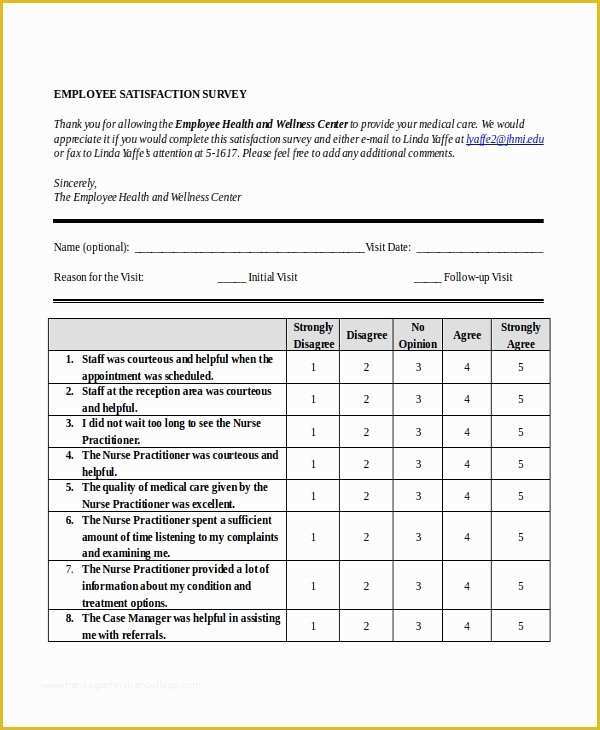 Free Sample Employee Satisfaction Survey Templates Of 32 Survey Template Free Sample Example format