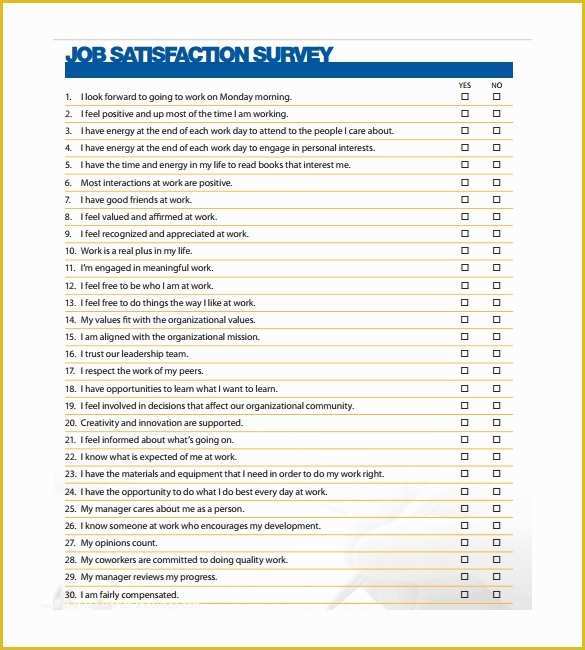Free Sample Employee Satisfaction Survey Templates Of 6 Job Satisfaction Survey Templates to Download