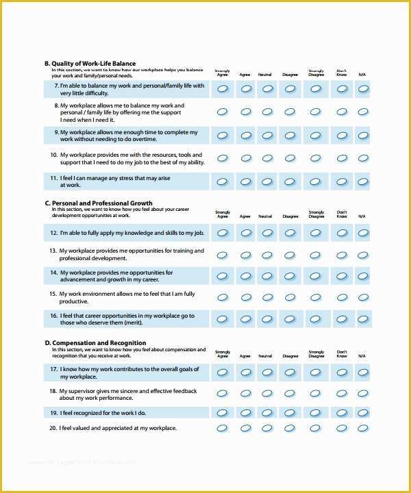 Free Sample Employee Satisfaction Survey Templates Of 7 Employee Survey Templates Download for Free