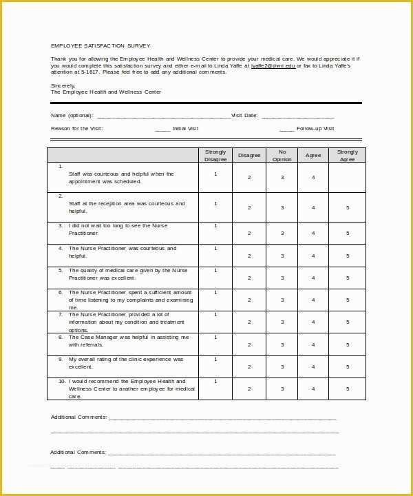 Free Sample Employee Satisfaction Survey Templates Of 7 Employee Survey Templates Download for Free