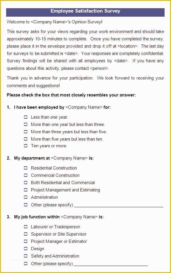 Free Sample Employee Satisfaction Survey Templates Of 9 Employee Satisfaction Survey Templates &amp; Samples Doc