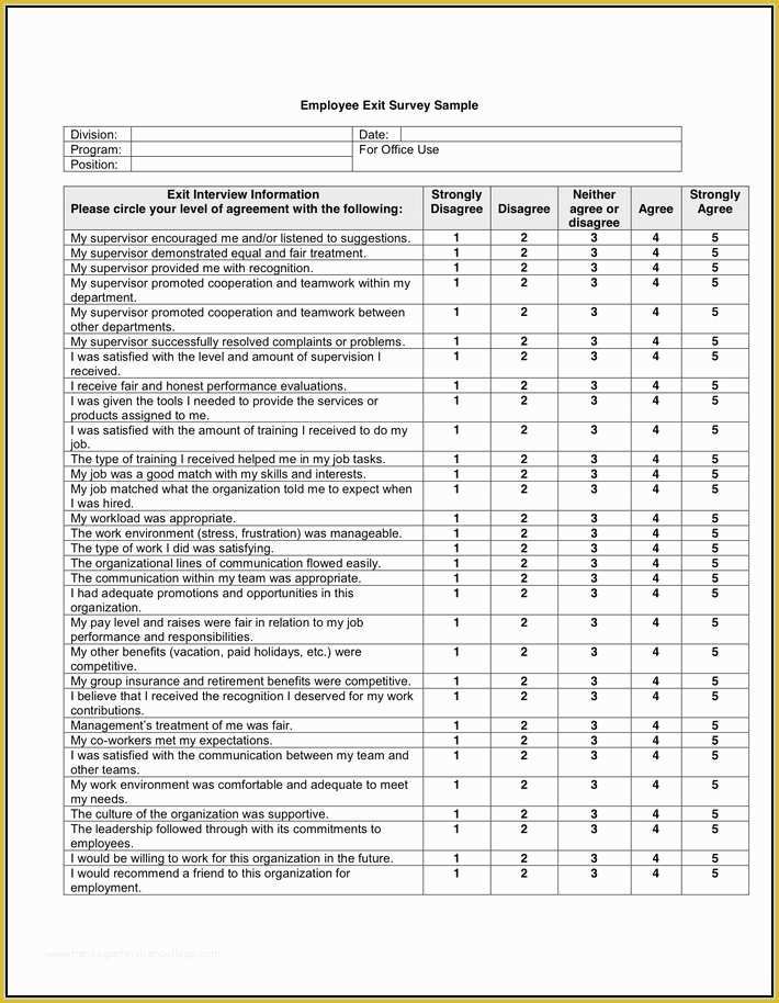 Free Sample Employee Satisfaction Survey Templates Of Employee Satisfaction Survey Template Excel Template