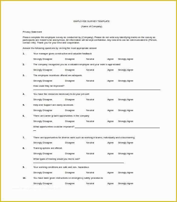 Free Sample Employee Satisfaction Survey Templates Of Free Survey Template 9 Download Free Documents In Word Pdf