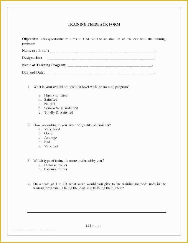 Free Sample Employee Satisfaction Survey Templates Of Sample Survey form Template Employee Training Satisfaction