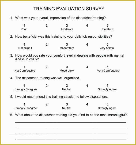 Free Sample Employee Satisfaction Survey Templates Of Survey Questions Template Training Feedback Questionnaire