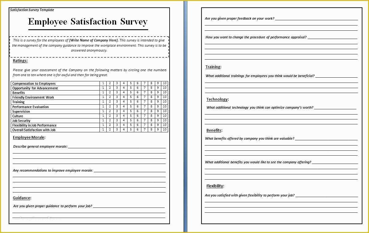 Free Sample Employee Satisfaction Survey Templates Of Template Sample Employee Satisfaction Survey Template