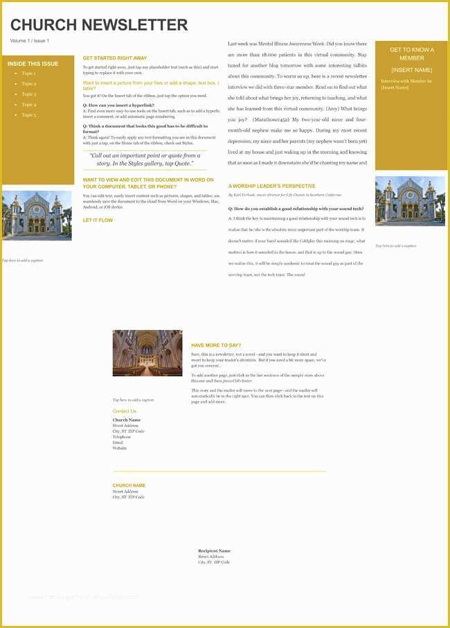 Free Sample Newsletter Templates Microsoft Word Of Free Church Newsletter Templates Editable In Microsoft Word