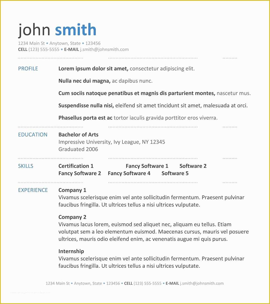 Free Sample Resume Templates Of 7 Simple Resume Templates Free