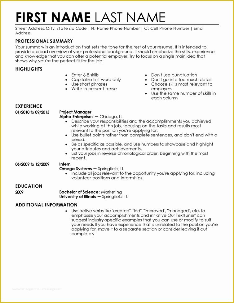 Free Sample Resume Templates Of Free Professional Resume Templates