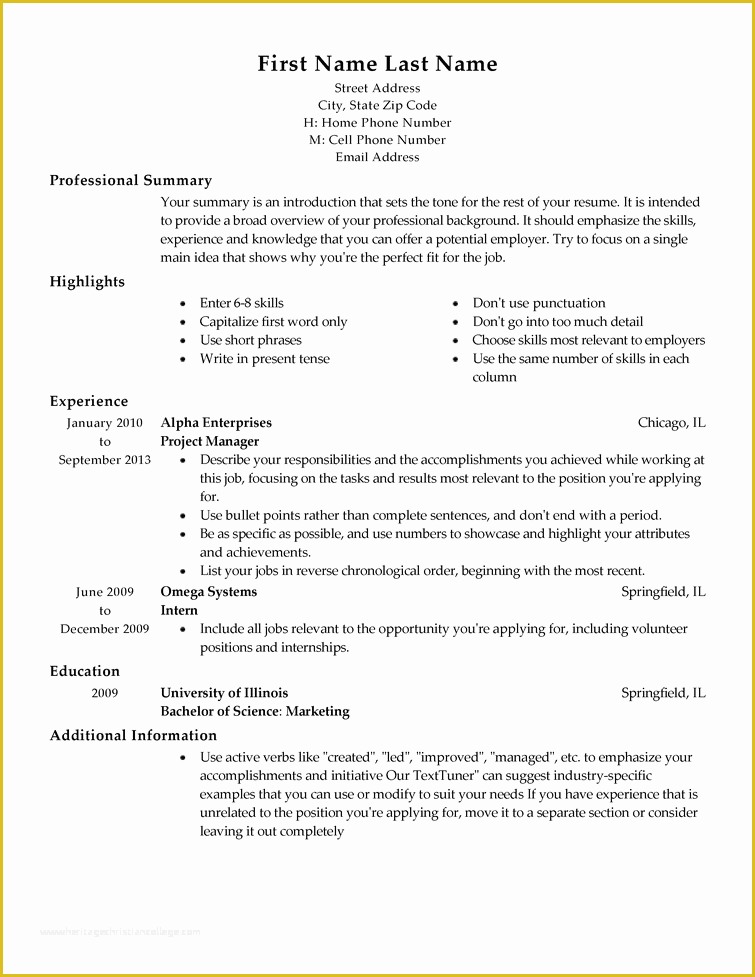 Free Sample Resume Templates Of Free Professional Resume Templates