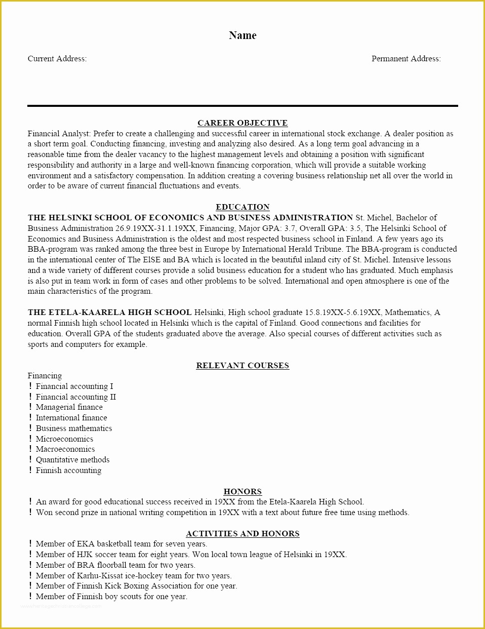 Free Sample Resume Templates Of Free Sample Resume Template Cover Letter and Resume