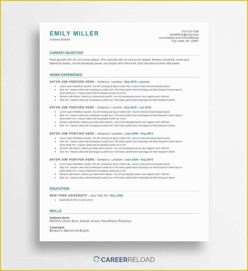 Free Sample Resume Templates Of Free Word Resume Templates Free Microsoft Word Cv Templates