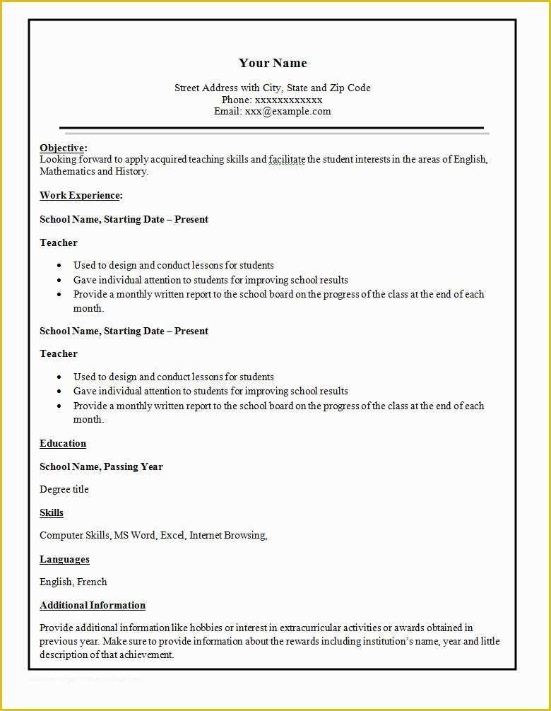 Free Sample Resume Templates Of Simple Resume Template 46 Free Samples Examples