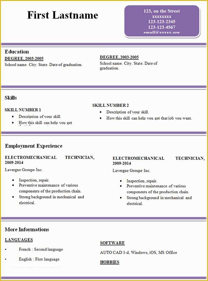 Free Sample Resume Templates Of Simple Resume Template 46 Free Samples Examples