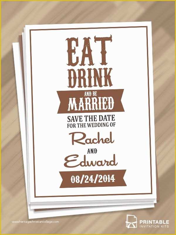 Free Save the Date Templates Of Free Pdf Download Eat Drink and Be Married – Save the