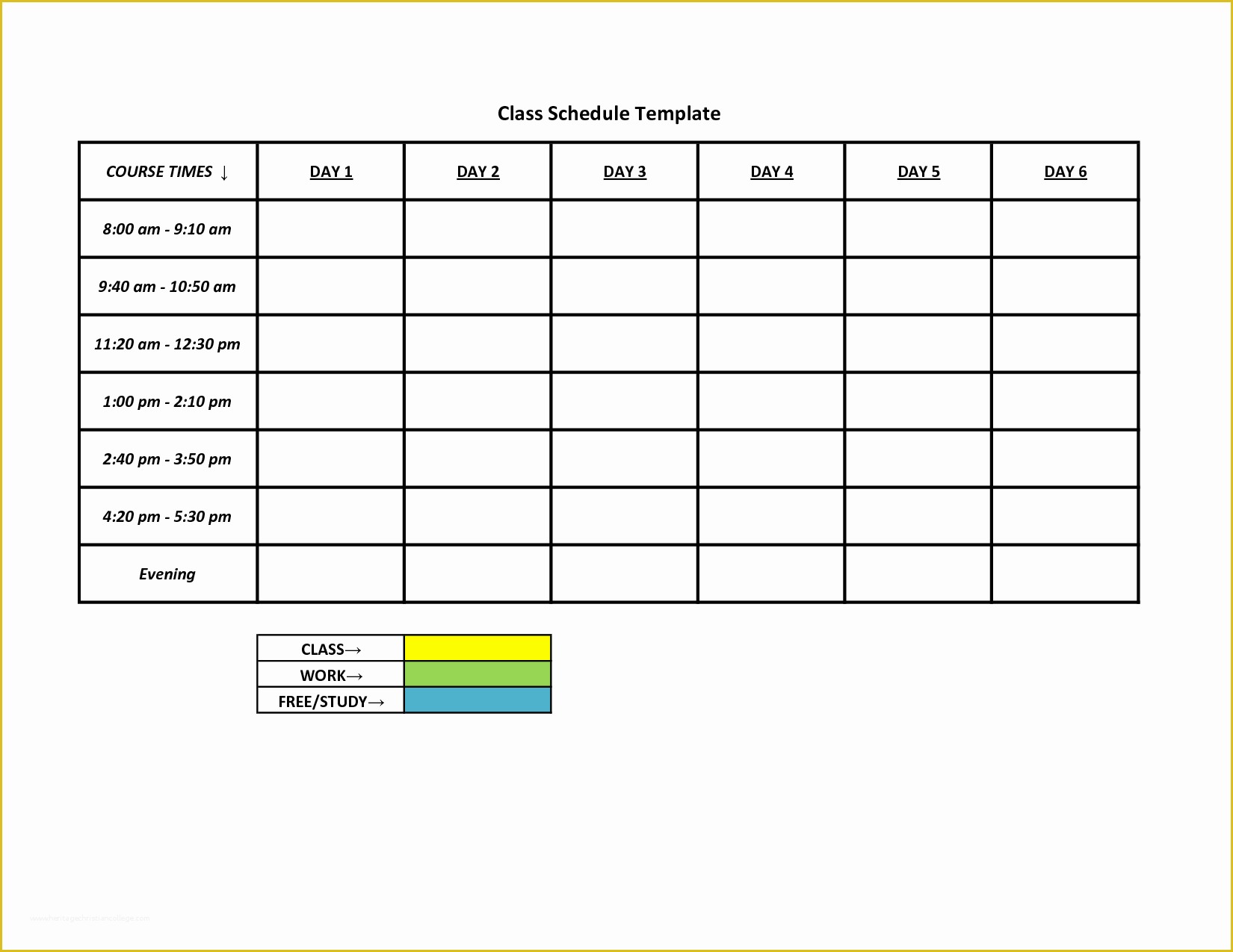 Free Schedule Template Of 6 Best Of Free Printable Class Schedule Template
