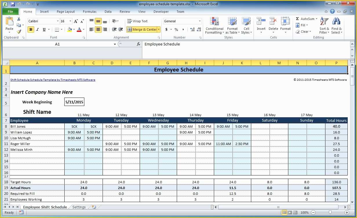 Free Schedule Template Of Free Employee and Shift Schedule Templates