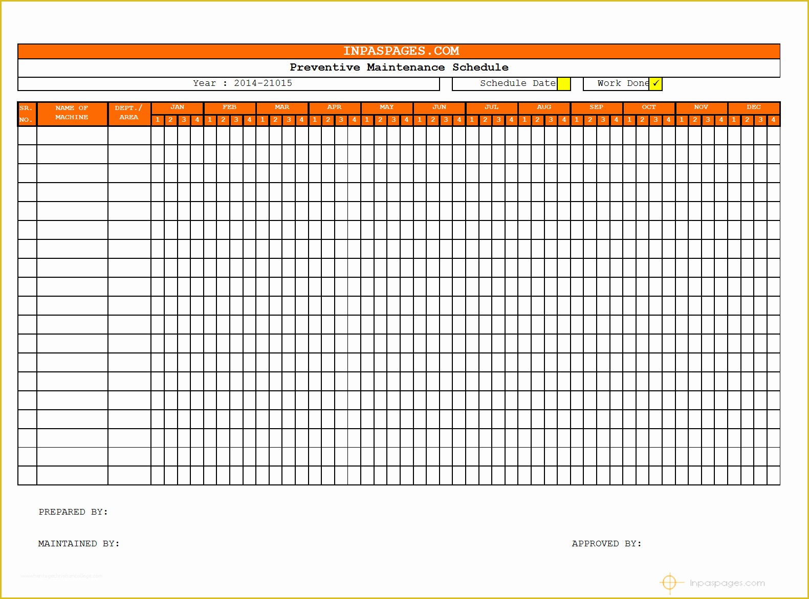 Free Schedule Template Of Free Preventive Maintenance Schedule Template