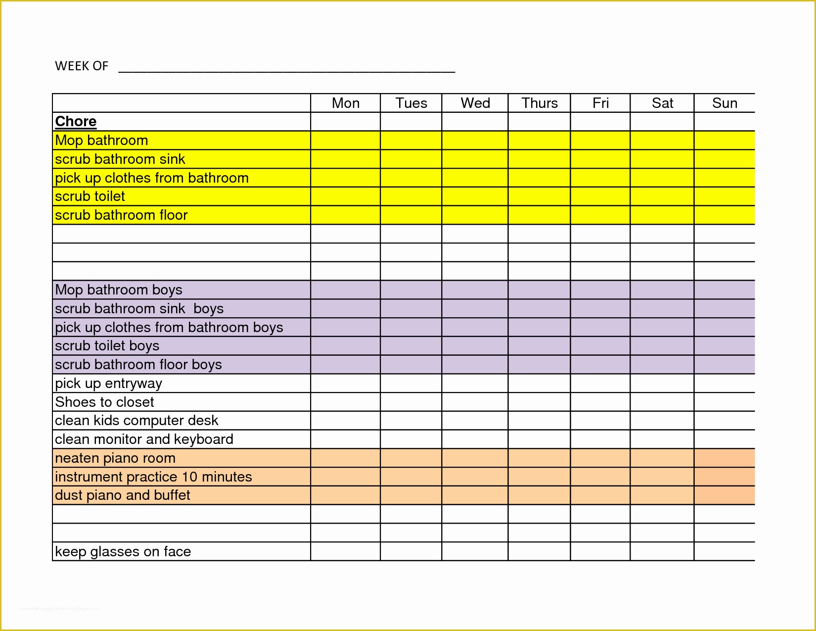 Free Schedule Template Of House Chore Schedule Template