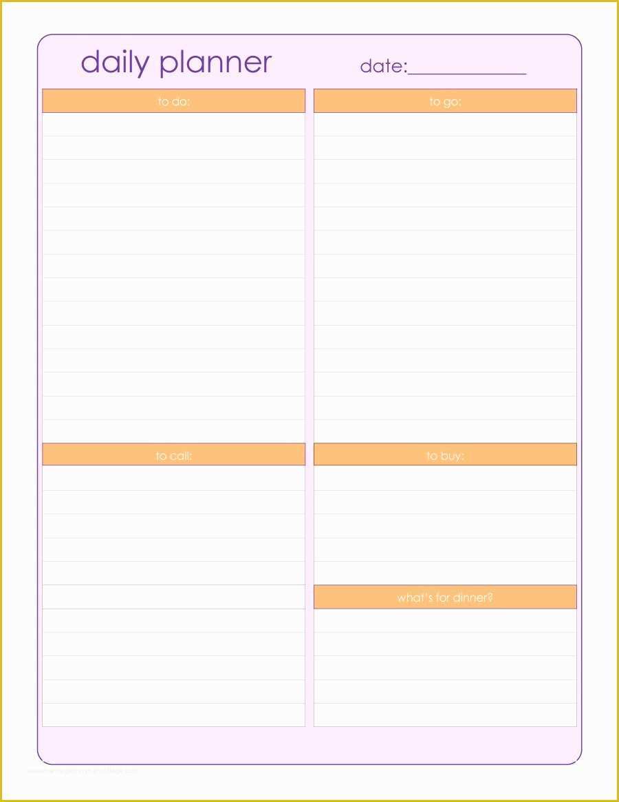 Free Schedule Template Of Printable Planner Templates