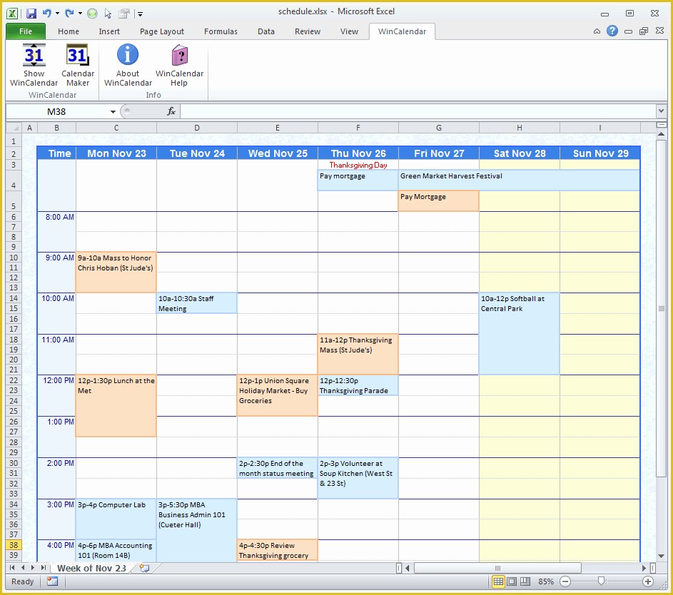 Free Schedule Template Of Weekly Calendar Maker