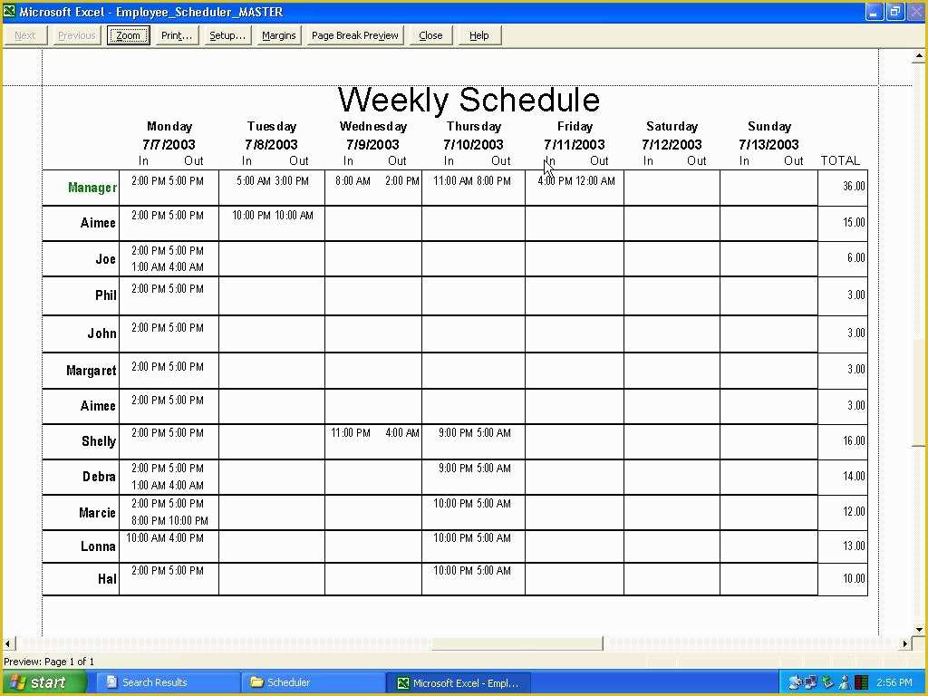 Free Schedule Template Of Weekly Schedule Template Excel Free