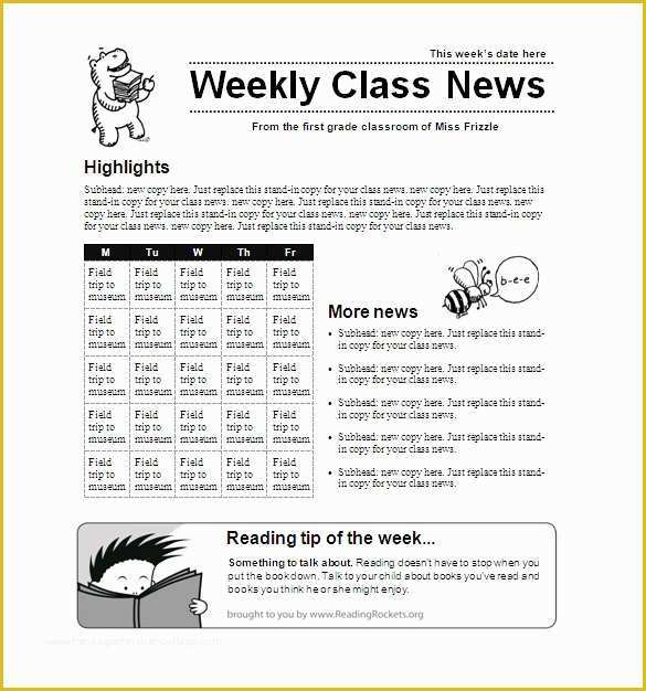 Free School Newsletter Templates Of 5 School Newsletter Templates Doc Pdf