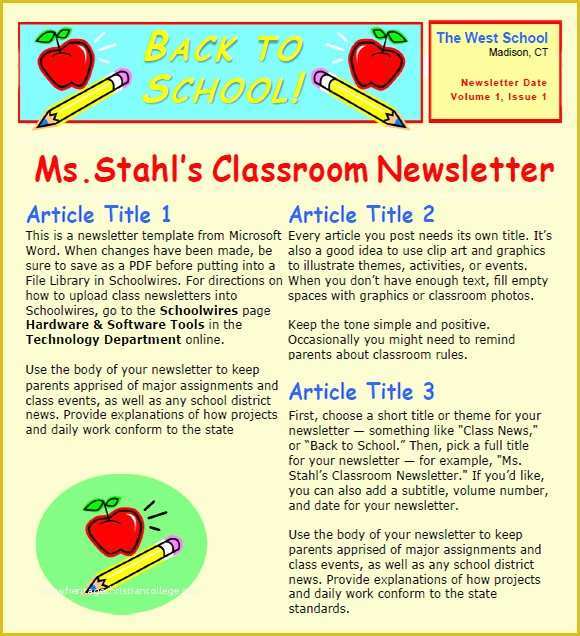 Free School Newsletter Templates Of 6 Sample Classroom Newsletters