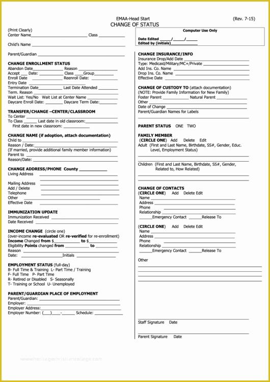 Free Section 125 Plan Document Template Of 39 Change Status form Templates Free to In Pdf