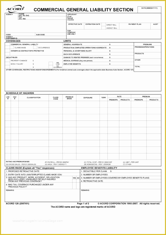 Free Section 125 Plan Document Template Of top 10 Acord form 125 Templates Free to In Pdf format