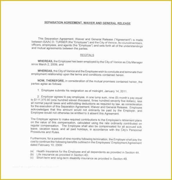 Free Separation Agreement Template Of 16 Separation Agreement Templates Free Sample Example