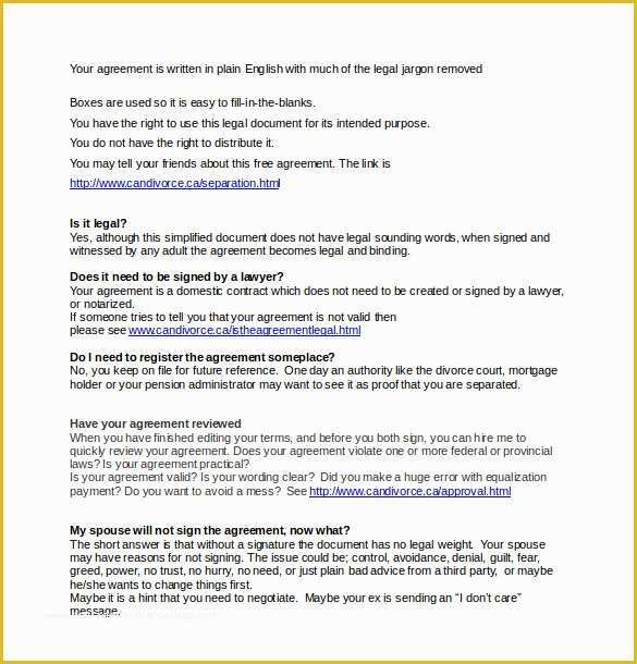 Free Separation Agreement Template Of 16 Separation Agreement Templates Free Sample Example