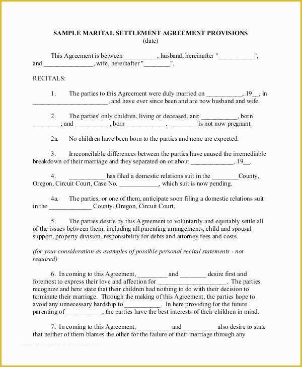 Free Separation Agreement Template Of 36 Sample Agreement forms