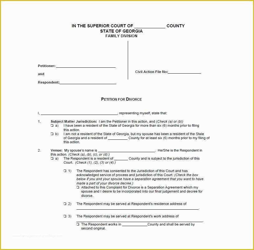 Free Separation Agreement Template Of 40 Free Divorce Papers Printable Template Lab